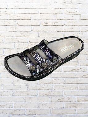 Alegria Sandals  Black Rainbow Snakeskin Leather Fiona Comfort US 8-8.5 EU 38